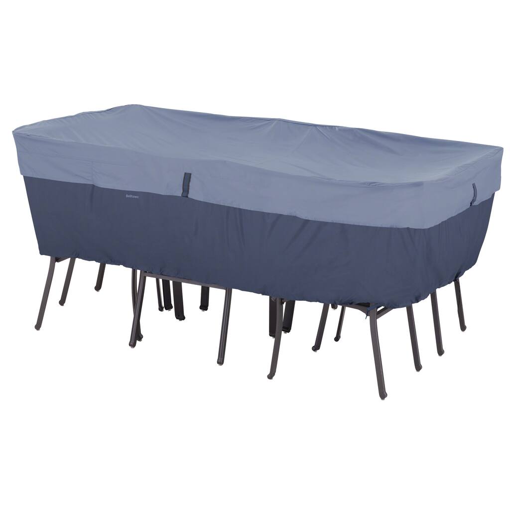 Classic Accessories Belltown Rectangular/ Oval Patio Table and Patio Chair Set Cover Blue