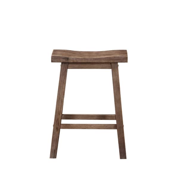 The Gray Barn Vermejo Wire-brushed Rubberwood Saddle Stool