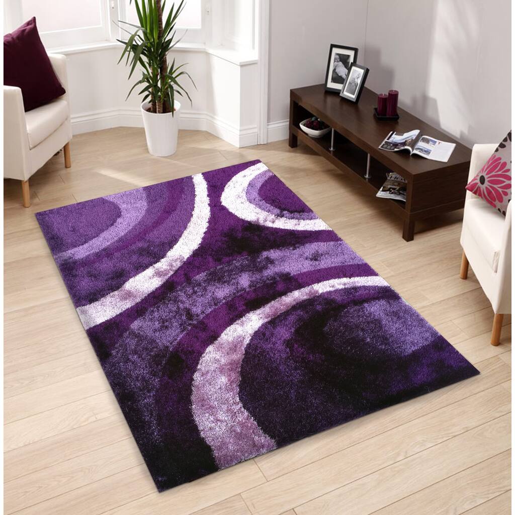 Hand-tufted Purple Shag Area Rug - 5' x 7'