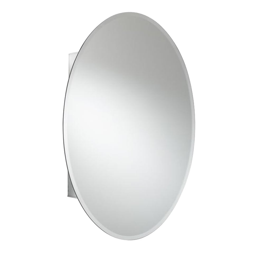 Shop Oval Recessed Or Surface Mount Medicine Cabinet In Aluminum With Hang N Lock Overstock 10122502