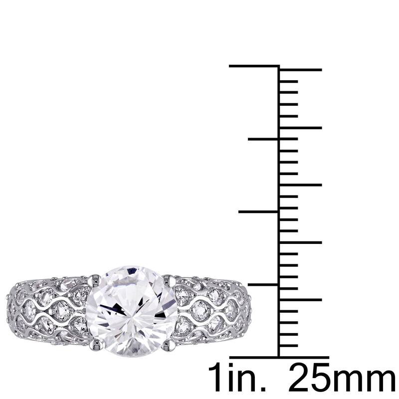 Miadora 10k White Gold Created White Sapphire Engagement Ring
