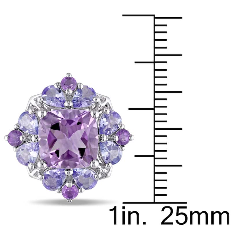 Miadora Sterling Silver Amethyst and Tanzanite Stud Earrings