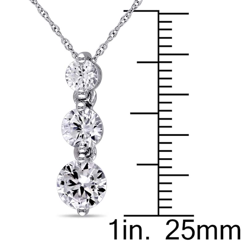 Miadora 10k White Gold Created White Sapphire 3-stone Necklace
