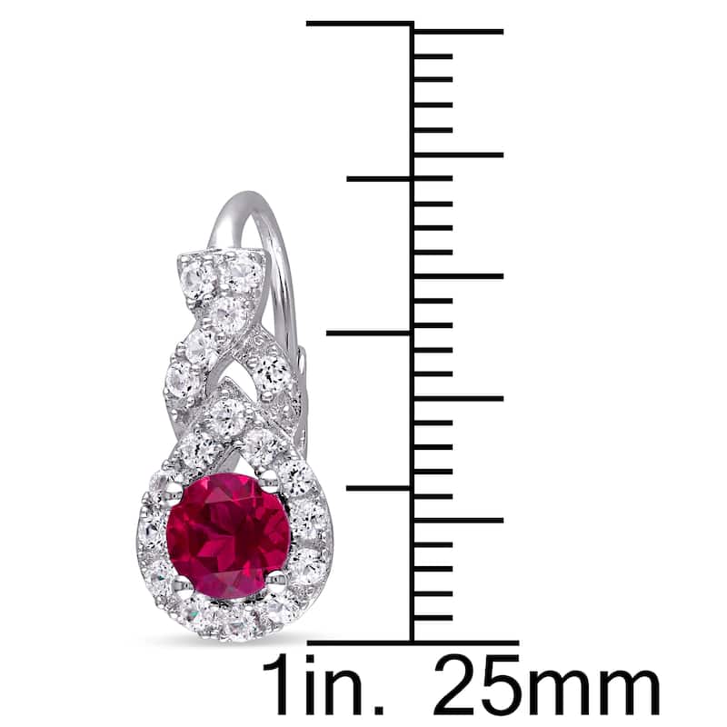 Miadora Sterling Silver Created Ruby and Created White Sapphire Earrings
