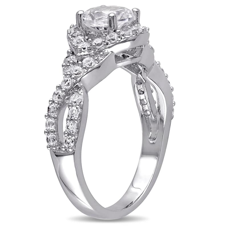 Miadora Sterling Silver Created White Sapphire Ring