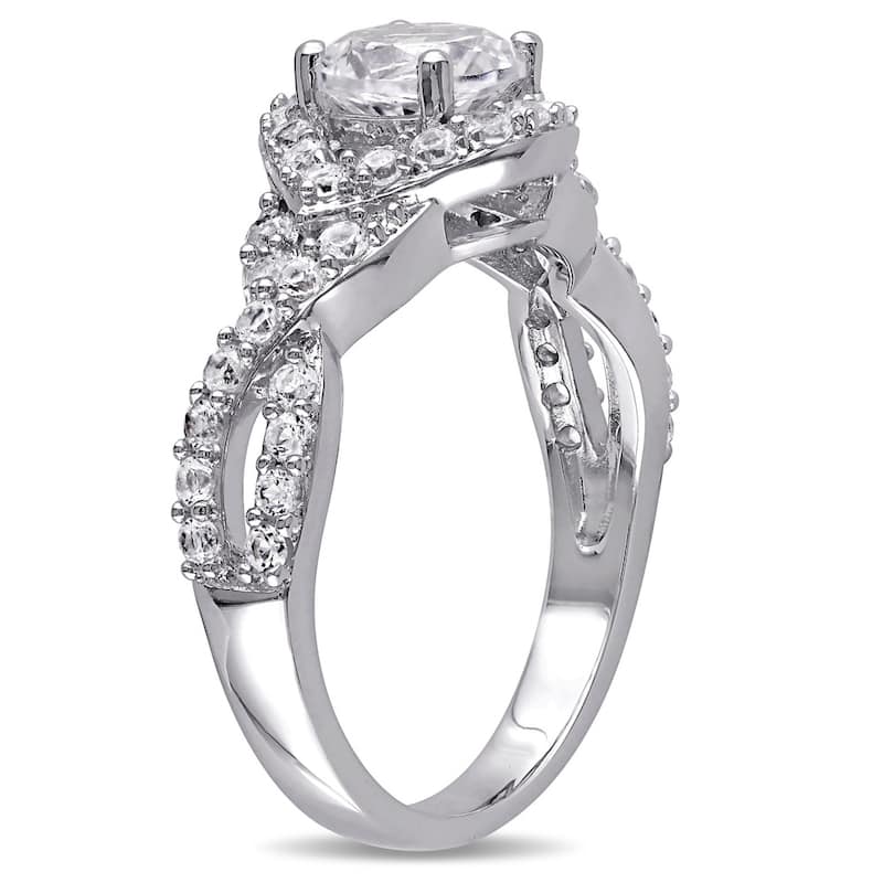 Miadora Sterling Silver Created White Sapphire Ring