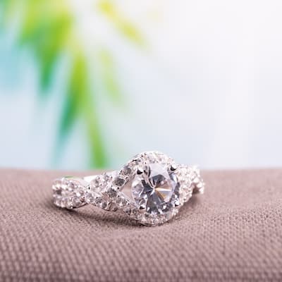 Miadora Sterling Silver Created White Sapphire Ring