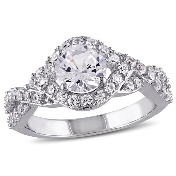 Miadora Sterling Silver Created White Sapphire Ring