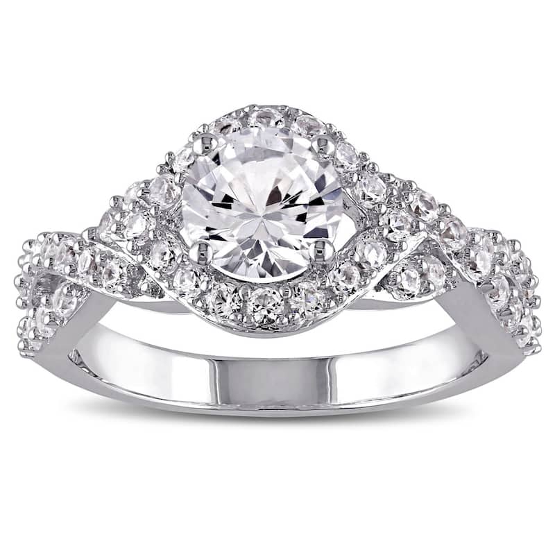 Miadora Sterling Silver Created White Sapphire Ring - 5