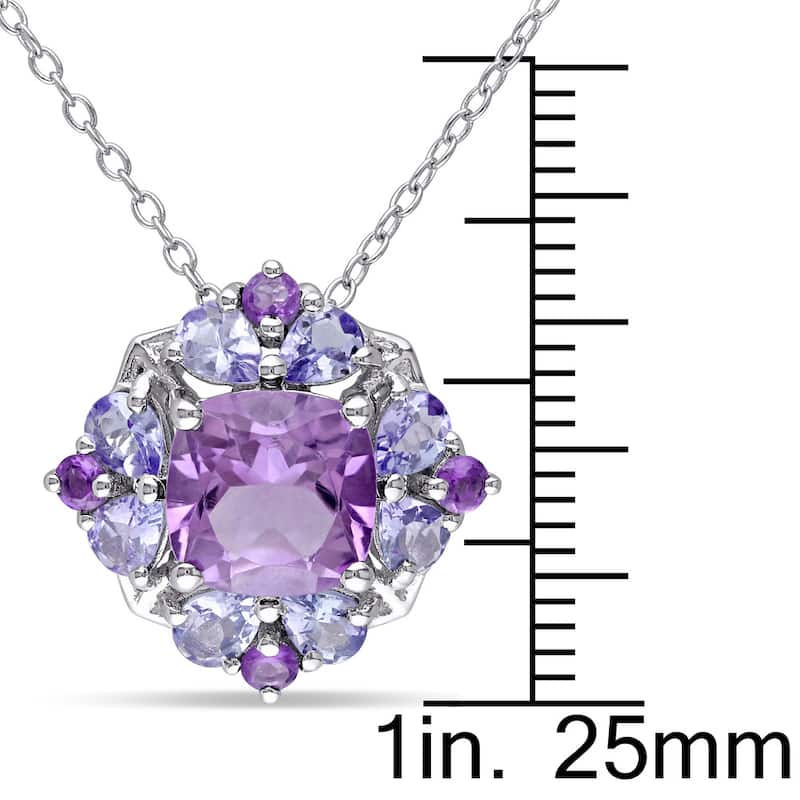 Miadora Sterling Silver Amethyst and Tanzanite Necklace