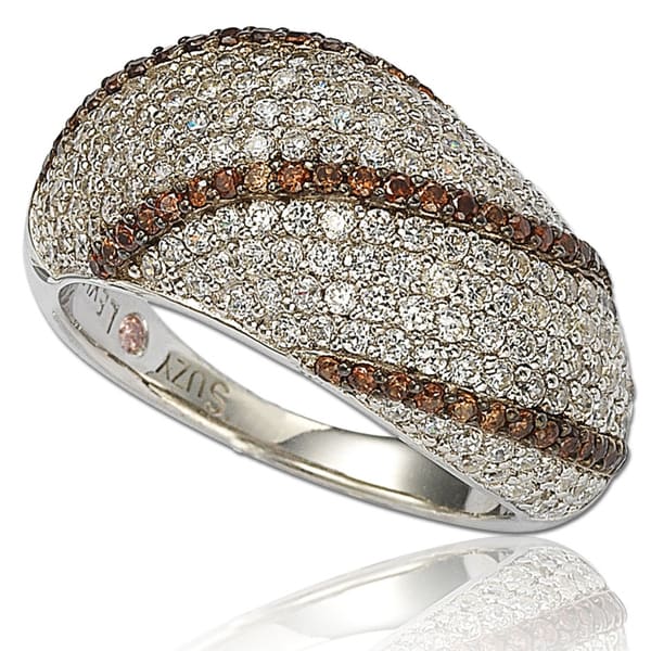 Shop Suzy Levian Sterling Silver Cubic Zirconia Brown Chocolate Ring