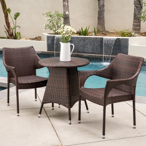 Shop Ceylon Outdoor 3-piece Wicker Bistro Set by ...