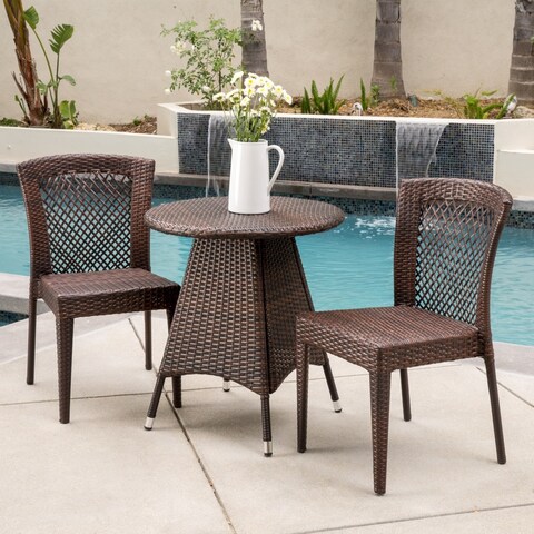 Neal Outdoor 3-piece Wicker Bistro Set by Christopher Knight Home