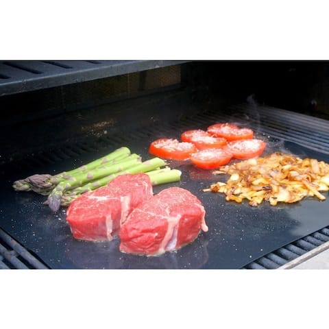 Barbeque Grilling Sheets - Set of Two Flexible Non-Stick - Black