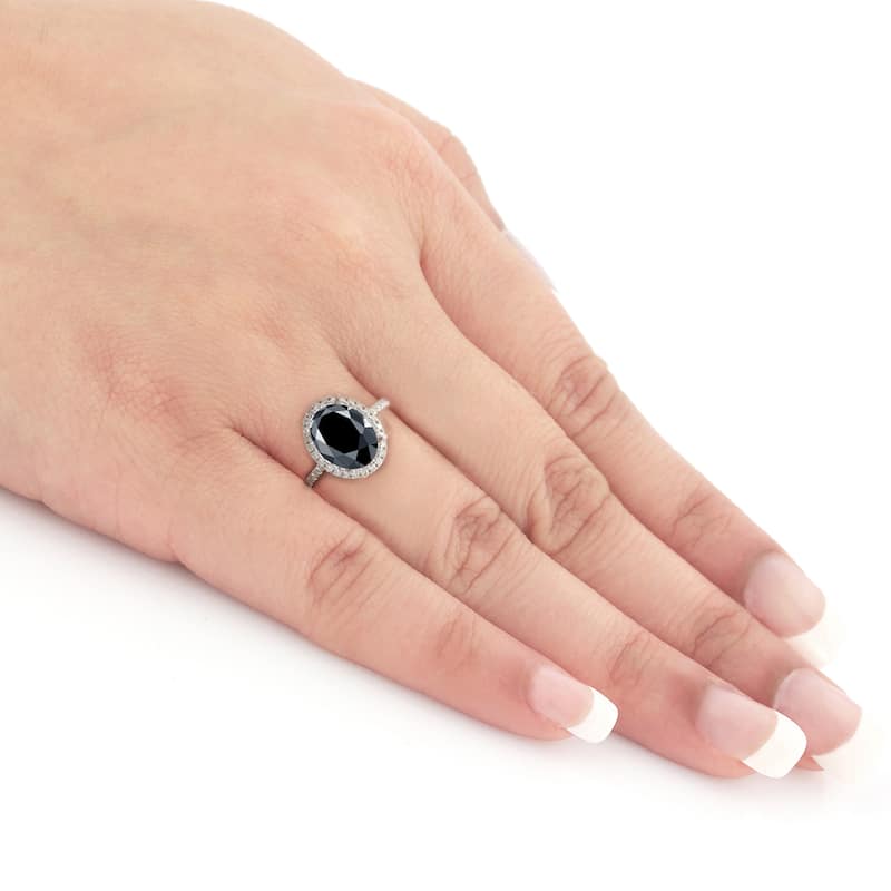 Auriya 18k Gold 4 1/2ctw Oval Cut Black Diamond Engagement Ring