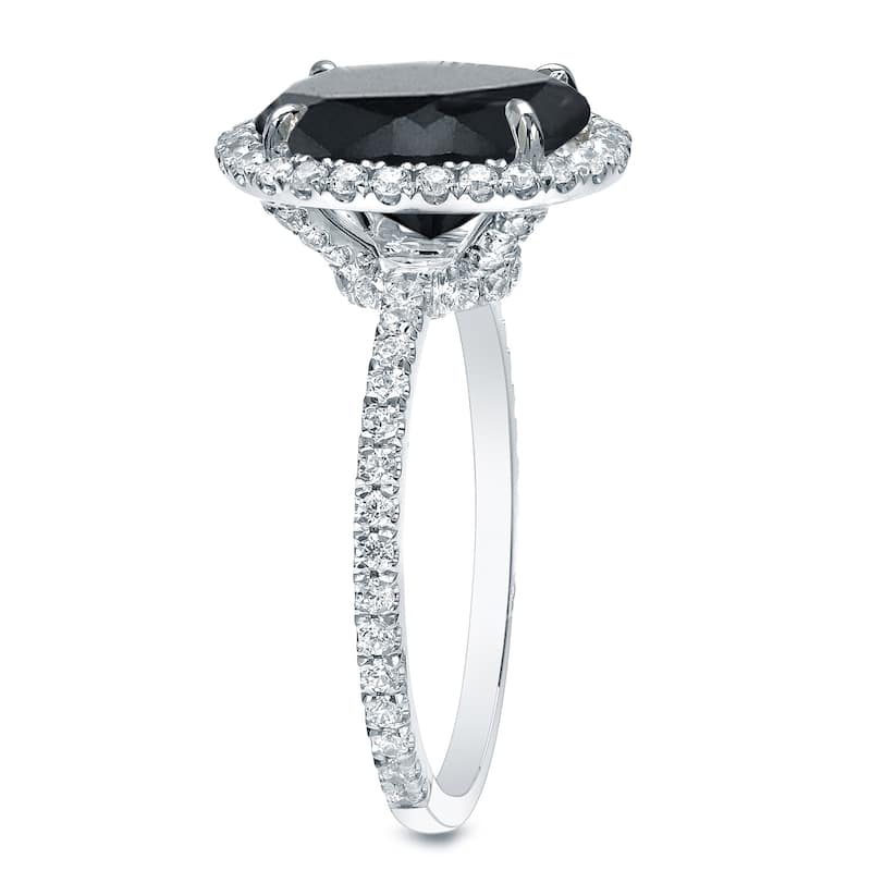 Auriya 18k Gold 4 1/2ctw Oval Cut Black Diamond Engagement Ring