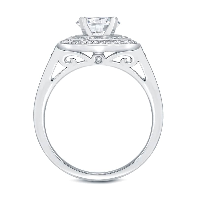 Auriya 14k Gold 2 carat TW Double Halo Diamond Engagement Ring Set