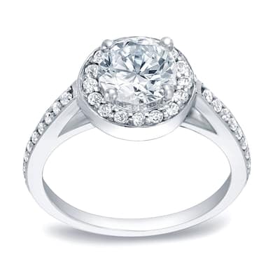 Auriya Modern 1/2ct TDW Round Diamond Halo Engagement Ring 14k White Gold