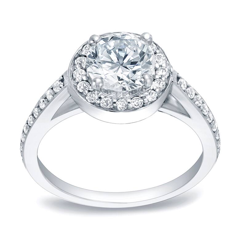 Auriya Modern 1/2ct TDW Round Diamond Halo Engagement Ring 14k White Gold