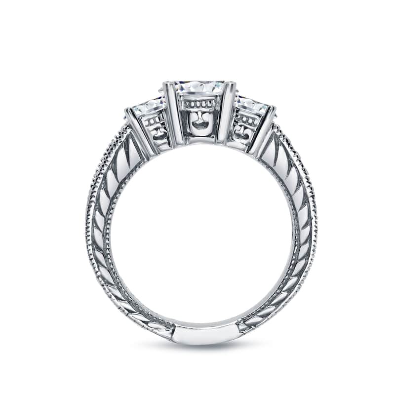 Auriya 14k Gold 1 1/2ctw Vintage 3-stone Diamond Engagement Ring Set