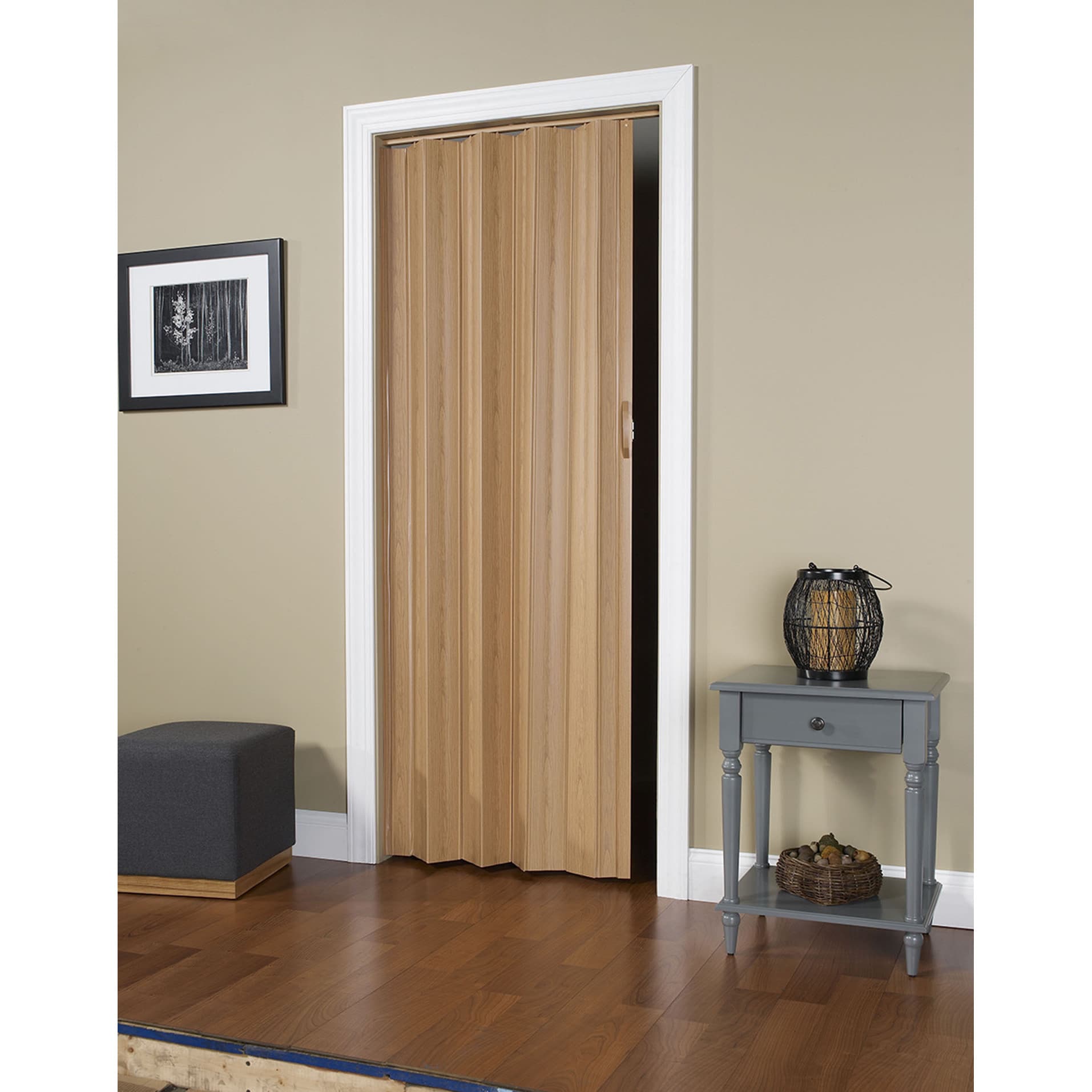 Spectrum Via Oak PVC 36-inch Folding Door - Overstock - 10123554