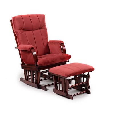 Artiva Home Deluxe Marsala Super Soft Microfiber and Cherry Wood Glider and Ottoman set