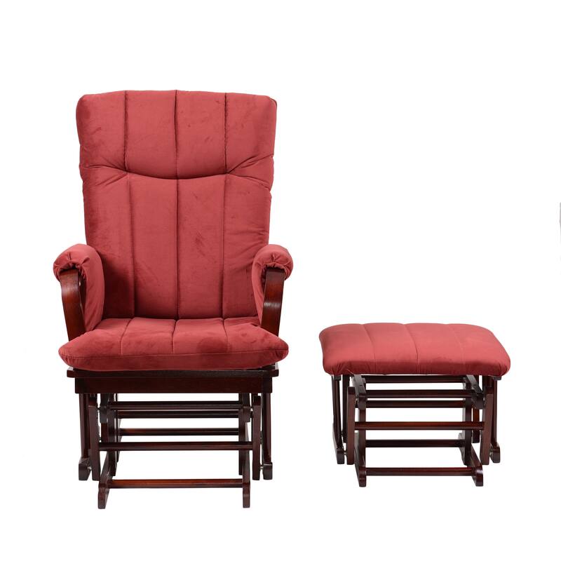 Artiva Home Deluxe Marsala Super Soft Microfiber and Cherry Wood Glider