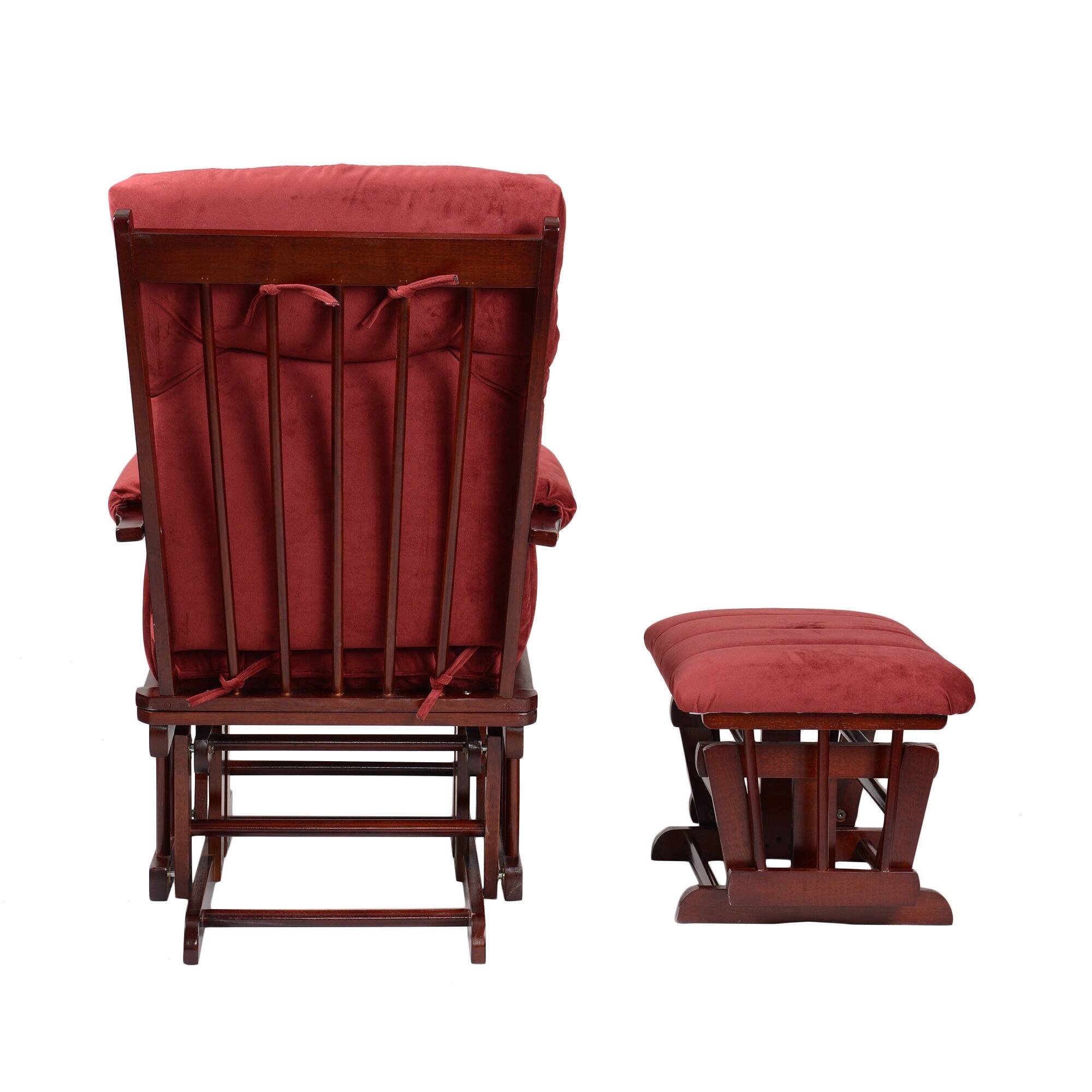 Artiva Home Deluxe Marsala Super Soft Microfiber and Cherry Wood Glider