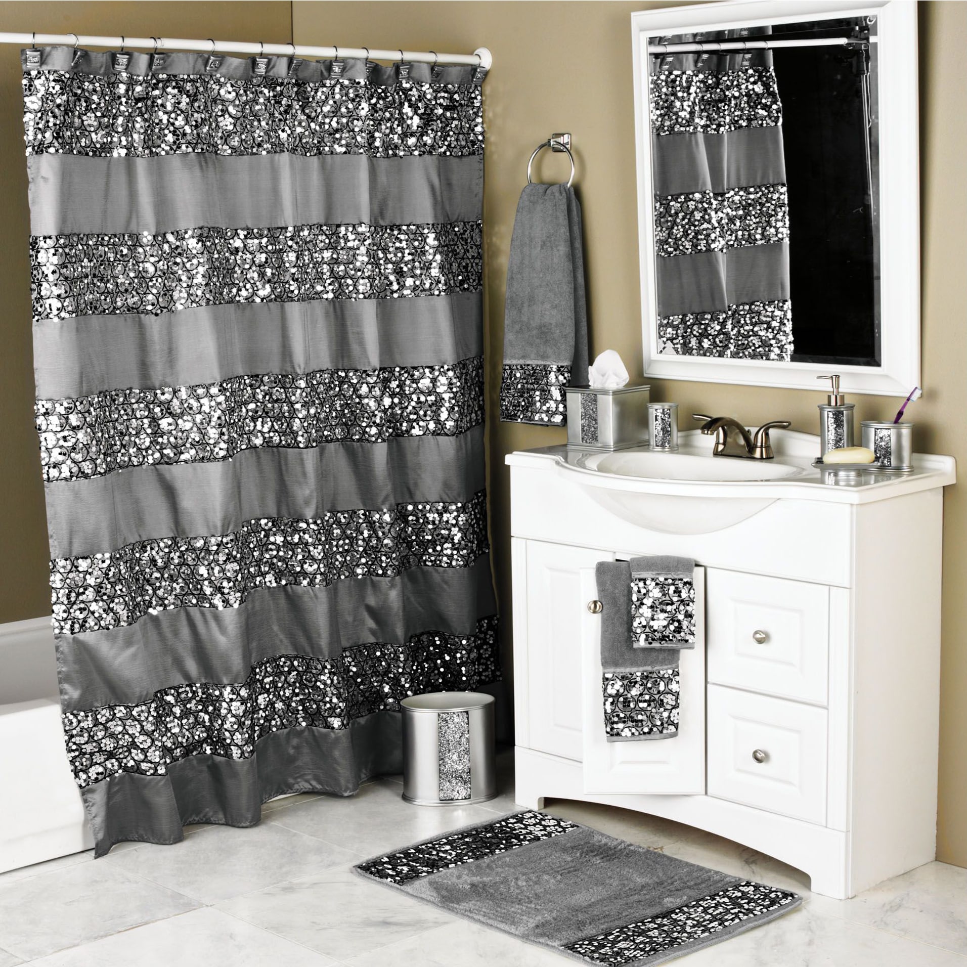 Luxury Shower Curtain And Hooks Set Or Separates On Sale Overstock 10123657