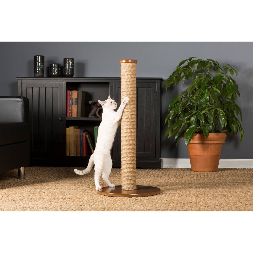 Prevue Pet Products 7100 Kitty Power Paws Tall Round Cat Scratching Post - brown