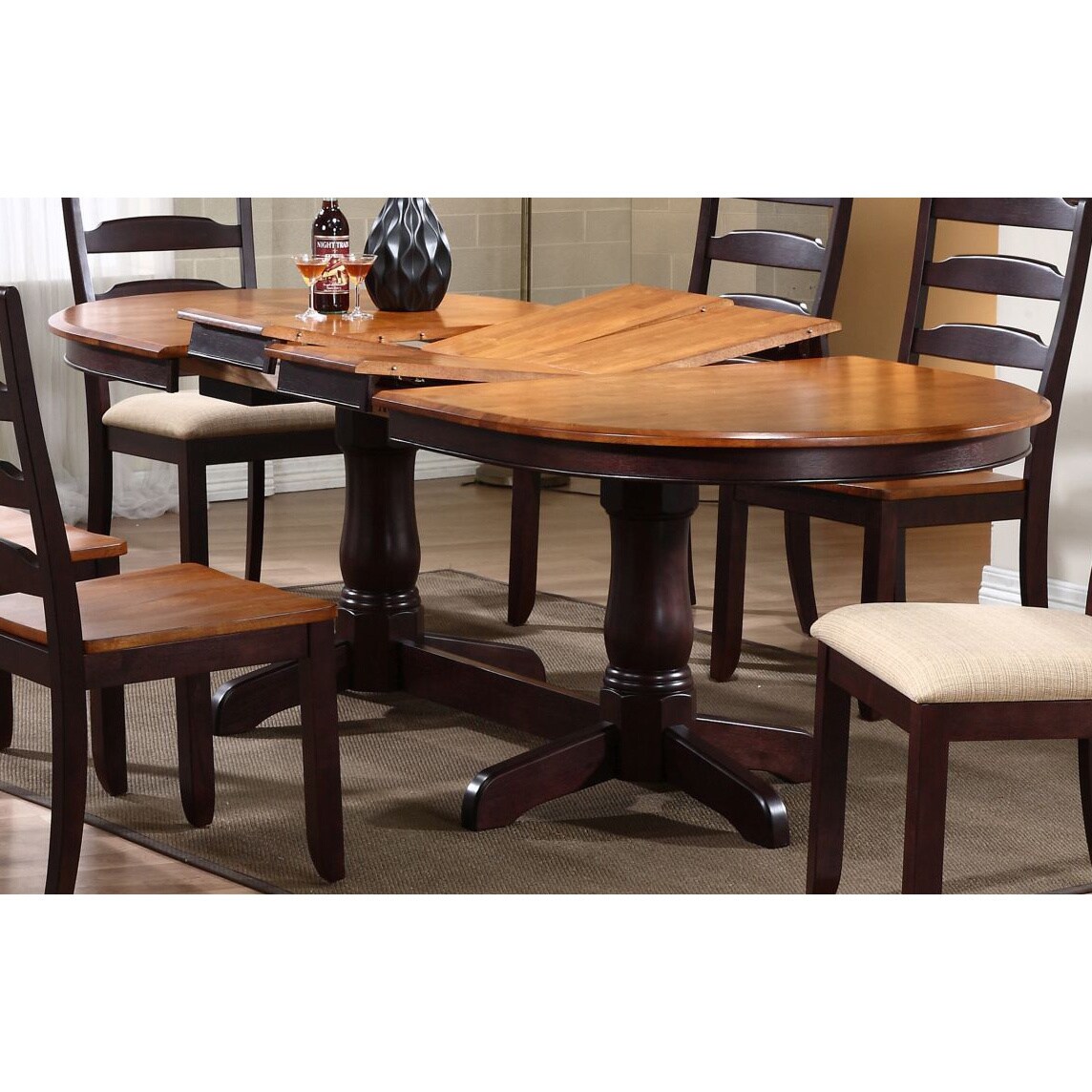 Iconic Furniture Whiskey Mocha Oval Dining Table Multi