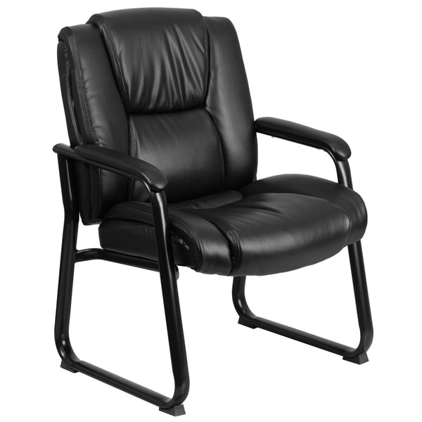 Hercules Series 500-pound Capacity Big and Tall Black Leather Executive Side Chair with Sled Base