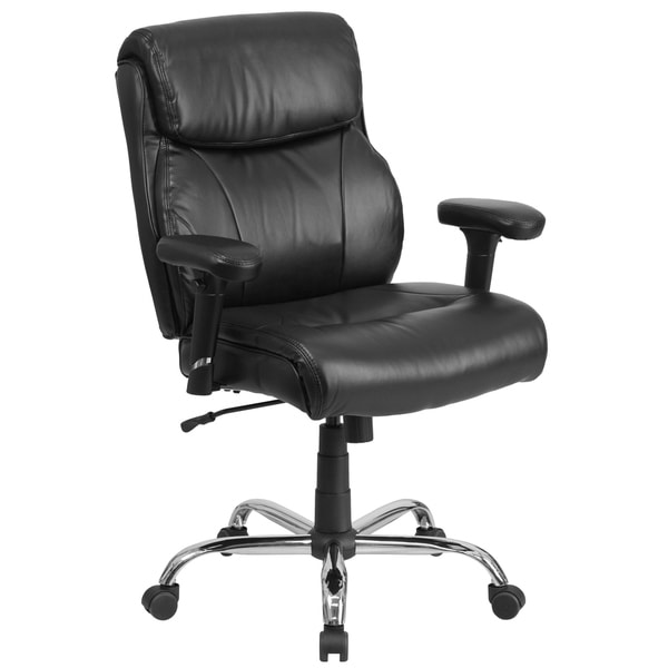 Big & Tall 400 lb. Rated Mid-Back Black LeatherSoft Ergonomic Task Office Chair