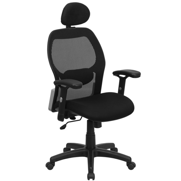 High Back Super Mesh Office Chair with Black Fabric Seat