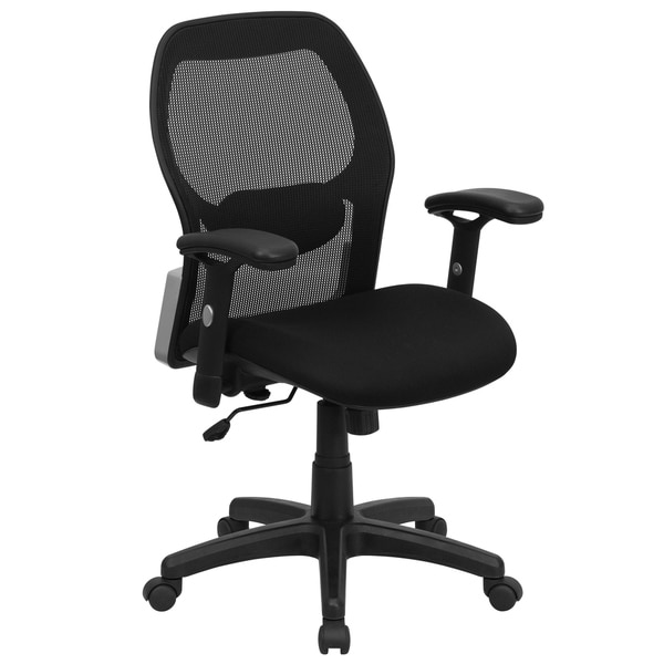 Mid-Back Black Super Mesh Executive Office Chair with Adjustable Lumbar & Arms