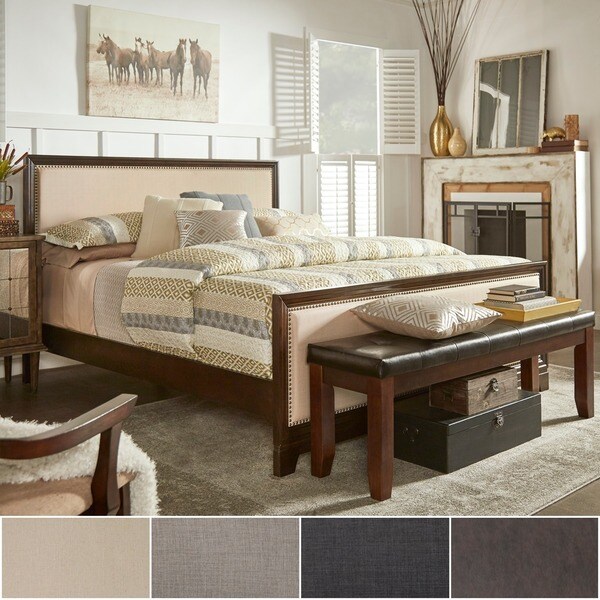 Oliver Upholstered Panel Dark Walnut Wood Bed by iNSPIRE Q Classic