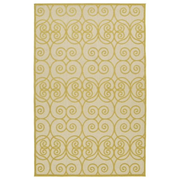 Indoor/Outdoor Luka Gold Scroll Rug - 8'8" x 12'