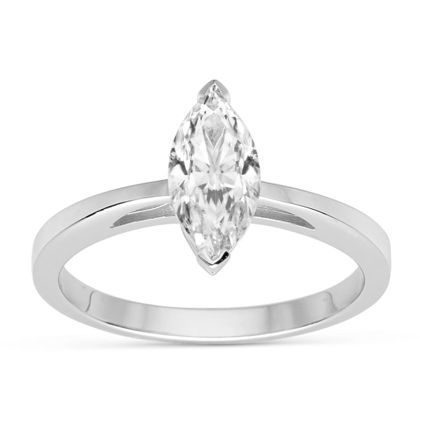 Charles & Colvard 14k White Gold 1.00 TGW Marquise Forever Brilliant Moissanite Solitaire Ring
