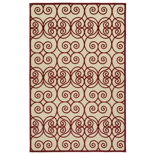 Indoor/Outdoor Luka Red Scroll Rug (8'8 x 12'0) - 8'8