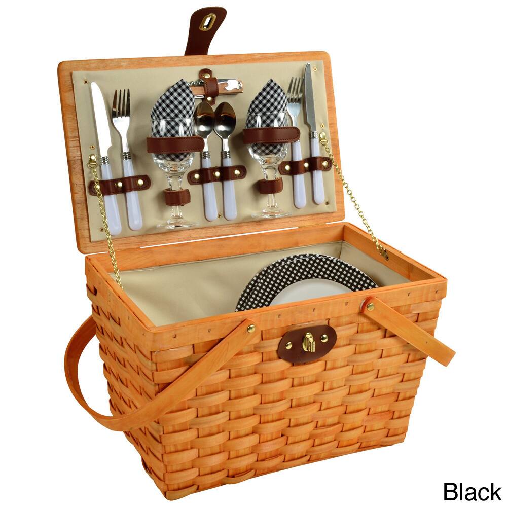 Picnic at Ascot Frisco American Style, Lined Picnic Basket Set for Two