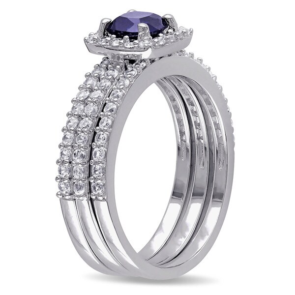 miadora sterling silver created blue and white sapphire bridal ring set free shipping today overstockcom 17266301 - Sapphire Wedding Ring Sets miadora sterling silver created blue and white sapphire bridal ring set free shipping today overstockcom 17266301 - Sapphire Wedding Ring Sets