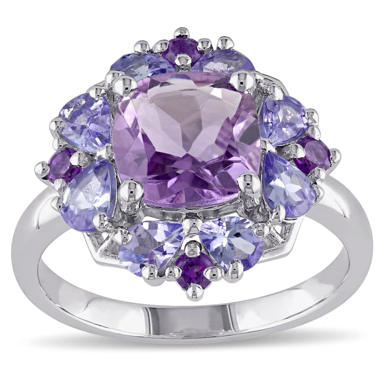 Miadora Sterling Silver Amethyst and Tanzanite Ring - Purple