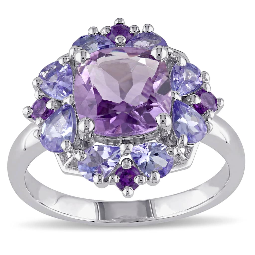 Miadora Sterling Silver Amethyst and Tanzanite Ring - Purple