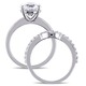 preview thumbnail 4 of 8, Miadora 10k White Gold Created White Sapphire Solitaire Bridal Ring Set