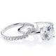 preview thumbnail 7 of 8, Miadora 10k White Gold Created White Sapphire Solitaire Bridal Ring Set