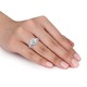 preview thumbnail 8 of 8, Miadora 10k White Gold Created White Sapphire Solitaire Bridal Ring Set