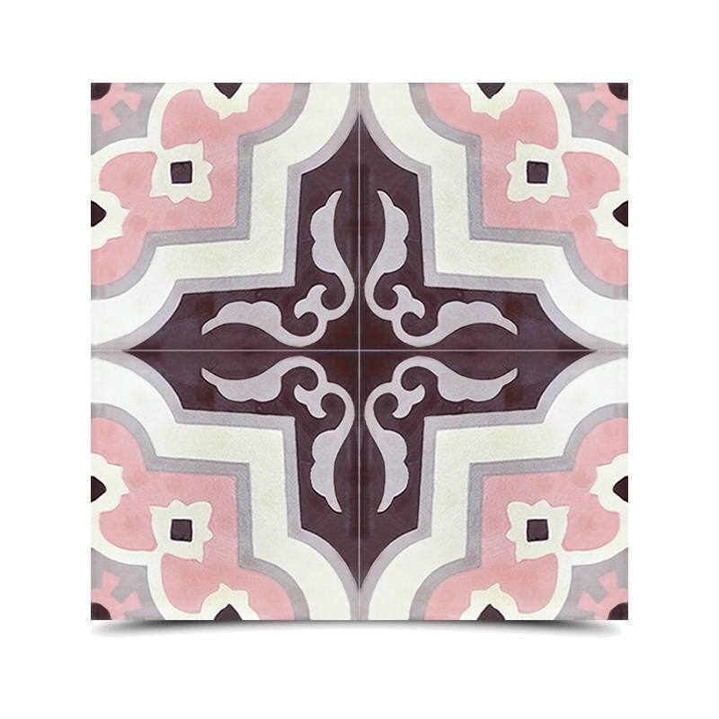 Pack of 12 Taza Pink/ Grey Handmade Cement/ Granite Moroccan Tile 8-inch x 8-inch Floor/ Wall Tile (Morocco)