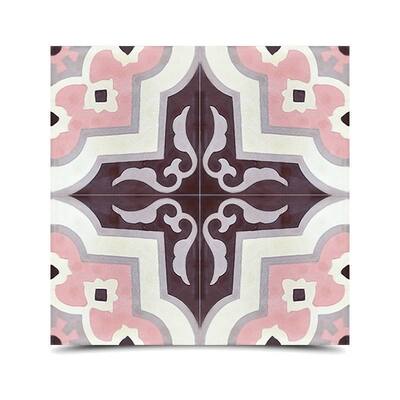 Pack of 12 Taza Pink/ Grey Handmade Cement/ Granite Moroccan Tile 8-inch x 8-inch Floor/ Wall Tile (Morocco)