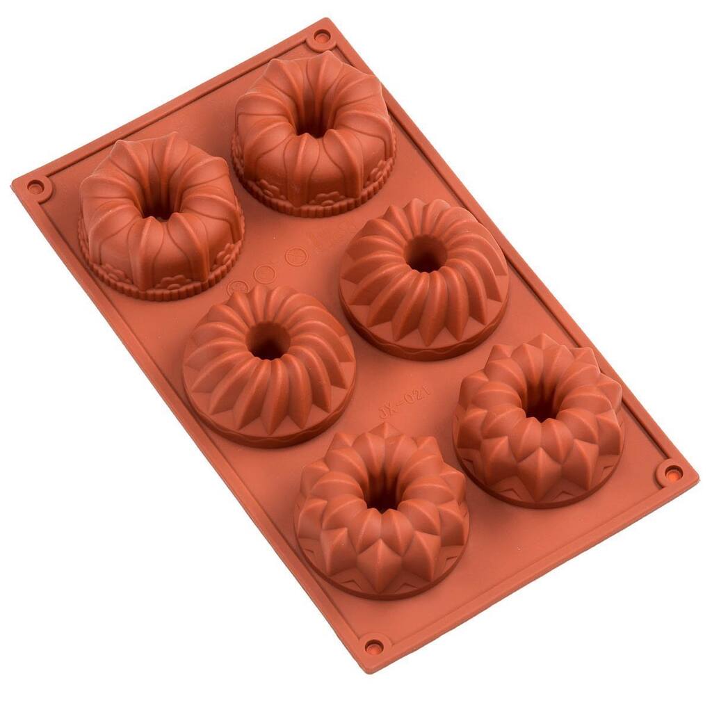 6-cavity Silicone Fancy Mini Bundt Cake Pan