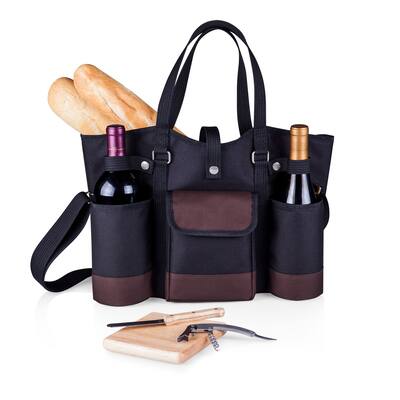 Picnic Time Black with Merlot Trim Wine Country Tote